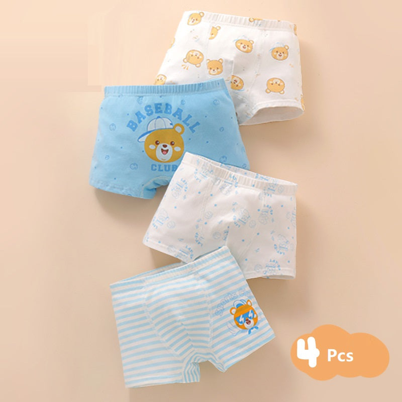 4Pcs Boys' Cotton Boxer Briefs