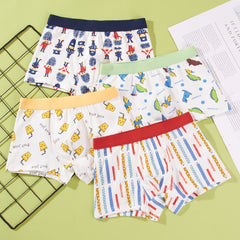 【4pcs】Boys' Cartoon Cotton Boxer Briefs