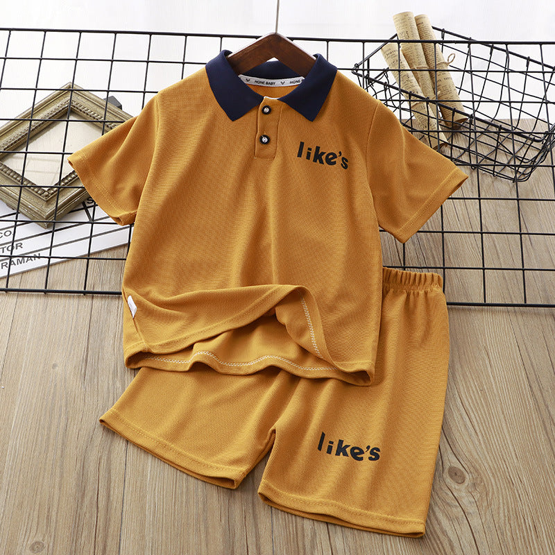 Children's New Waffle Short Sleeve Polo Shirt Set