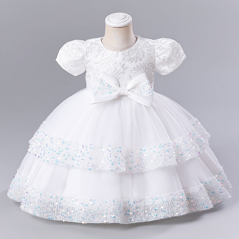 Girls Embroidered Tiered Party Dress