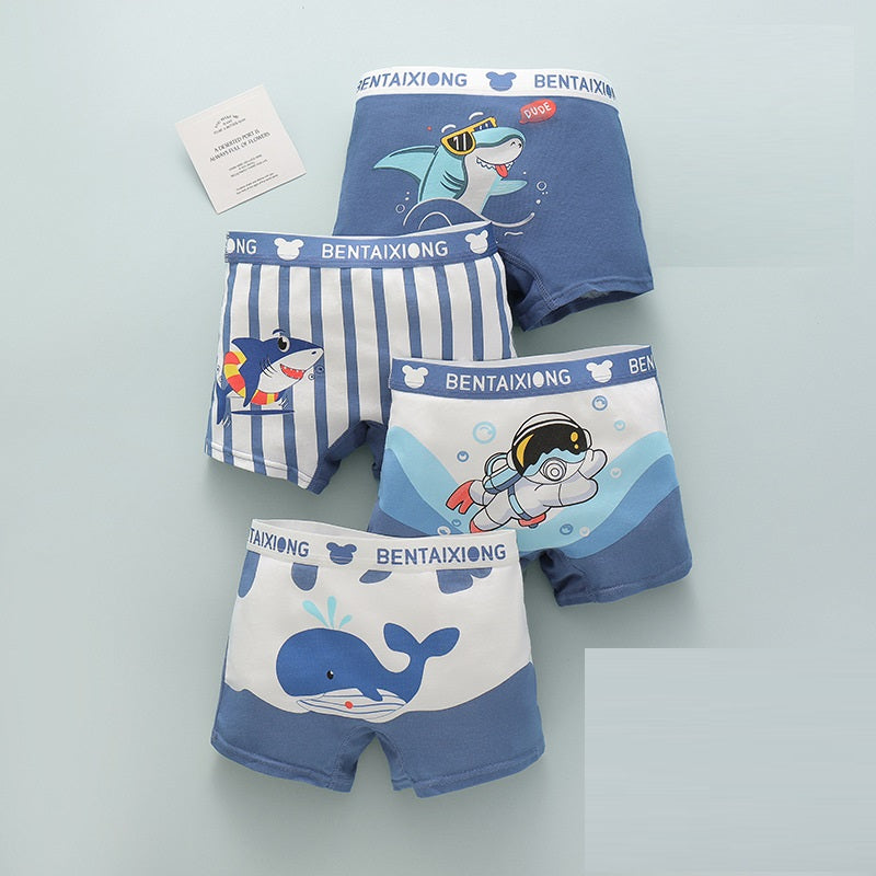 4Pcs Boys' Cotton Boxer Briefs