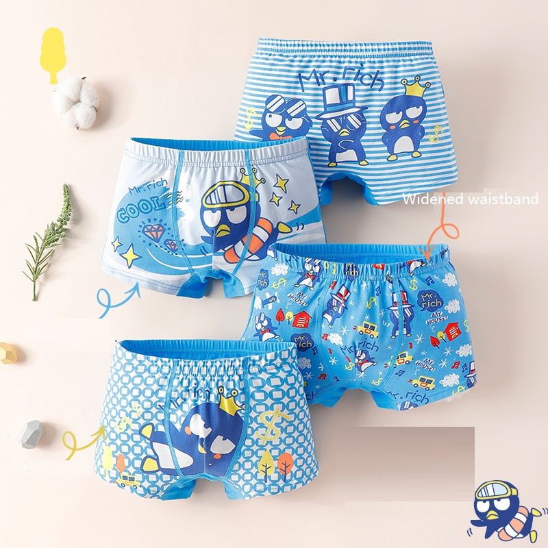 4Pcs Boys' Cotton Boxer Briefs