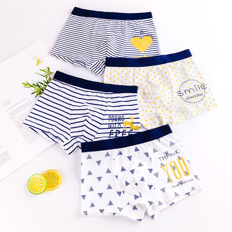 【4pcs】Boys' Cartoon Cotton Boxer Briefs