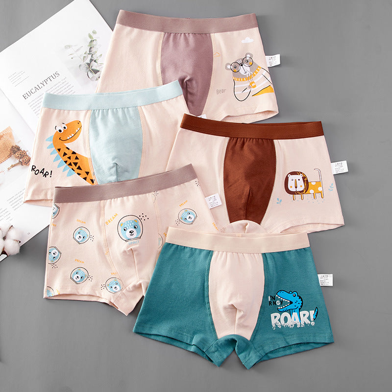 【4pcs】Boys' Cartoon Cotton Boxer Briefs