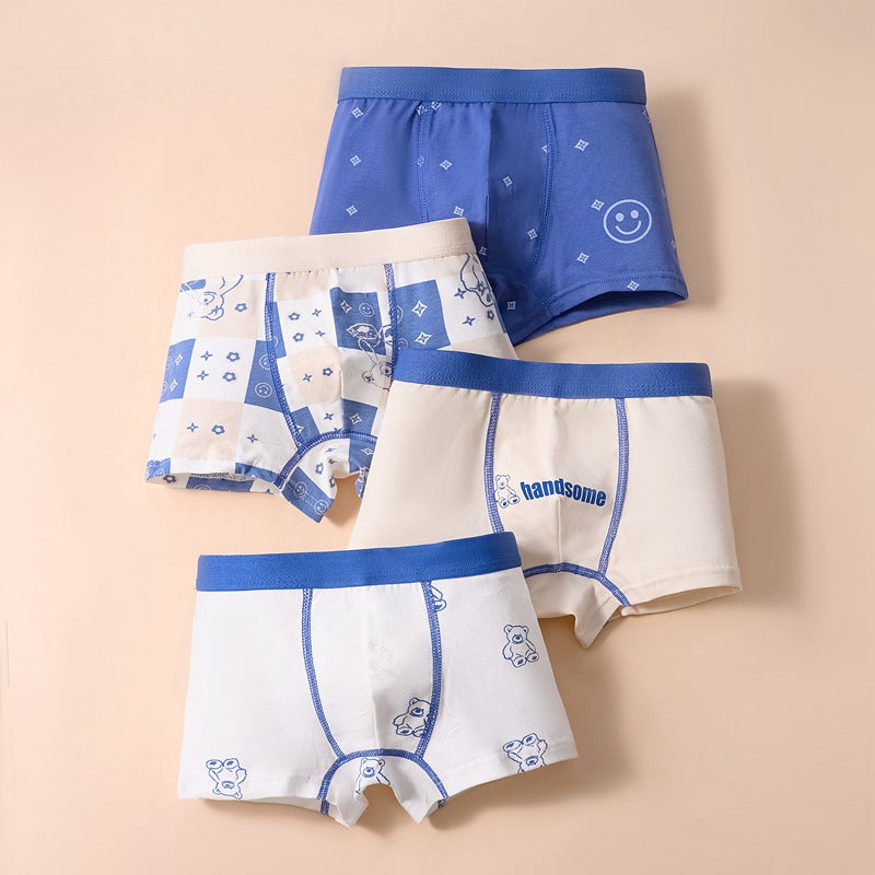 4 Pcs Boys Cartoon Cotton Boxer Briefs