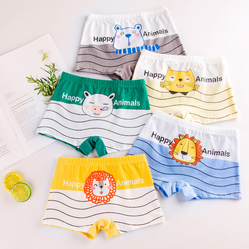 【4pcs】Boys' Cartoon Cotton Boxer Briefs