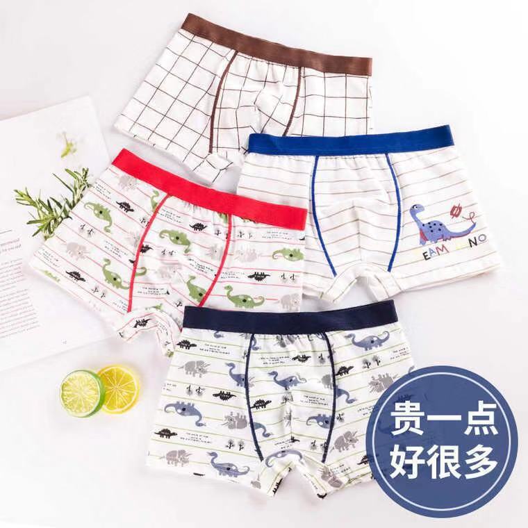 【4pcs】Boys' Cartoon Cotton Boxer Briefs