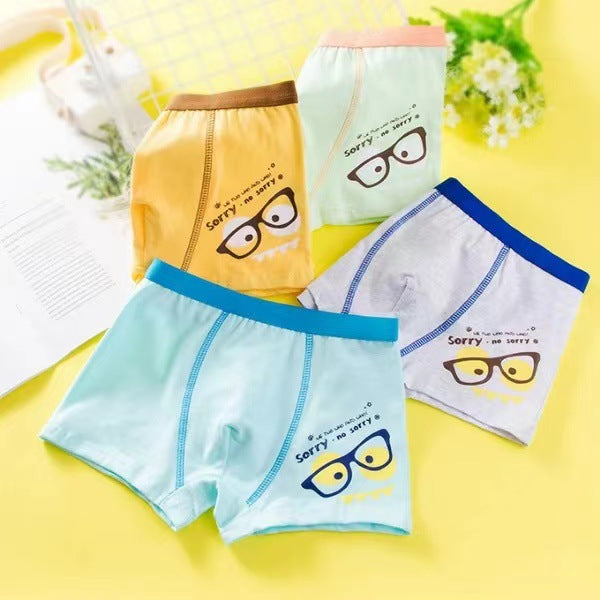 【4pcs】Boys' Cartoon Cotton Boxer Briefs